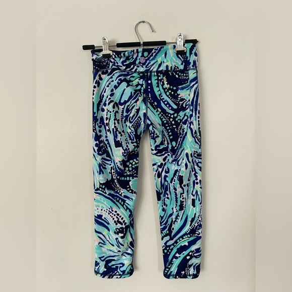 Lilly Pulitzer Cropped Luxletic Leggings Blue and Teal S - Picture 5 of 8